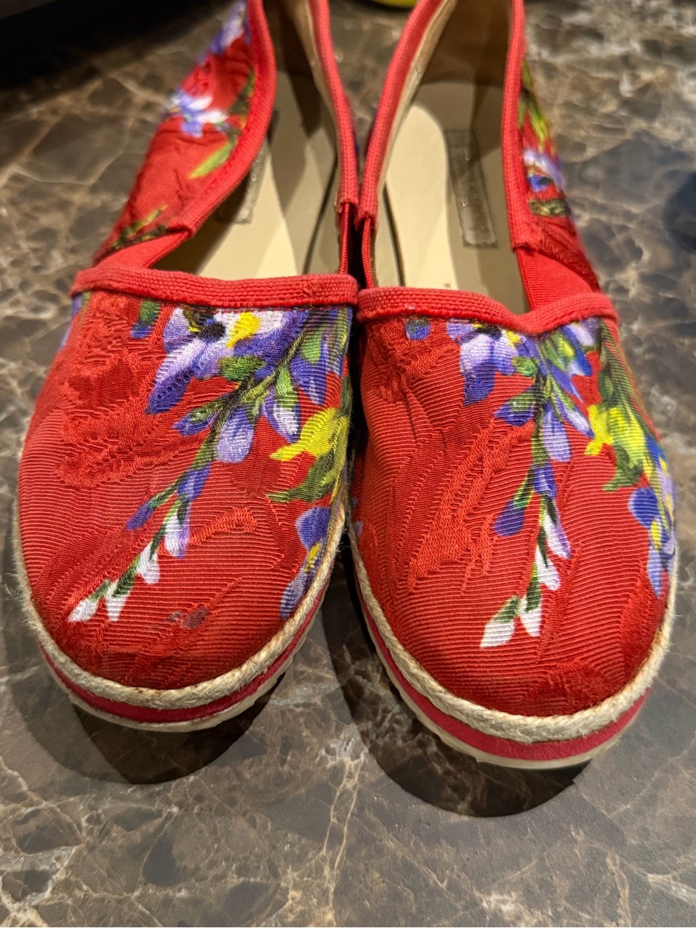 Dolce & Gabbana Red Floral Kids Moccasins